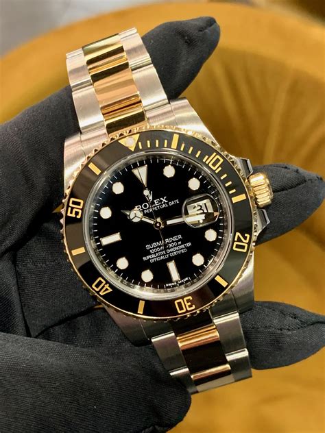 rolex submariner stainless steel and gold mens watch|rolex submariner list price 2022.